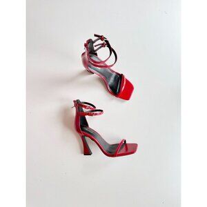 NWOT CALL IT SPRING Biancah Red Vegan Patent Double Ankle Strap Sandals, Size 8